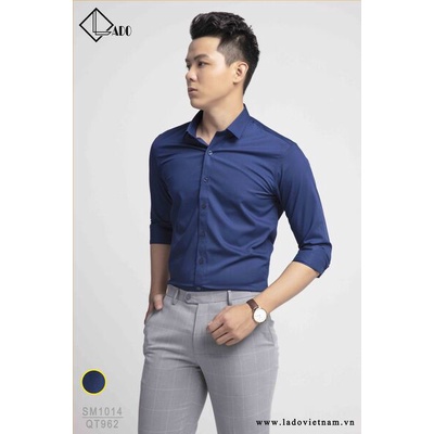 Áo sơ mi trơn bamboo cao cấp dài tay co giãn nhẹ LADO 1014