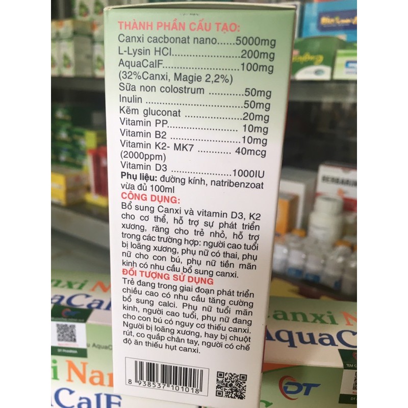 ✅ Canxi Nano AquaCalF - canxi nano cho trẻ em dạng ống nước