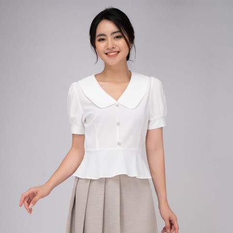 Áo kiểu sơ mi nữ cộc tay, áo kiểu peplum TK FASHION SMKA39
