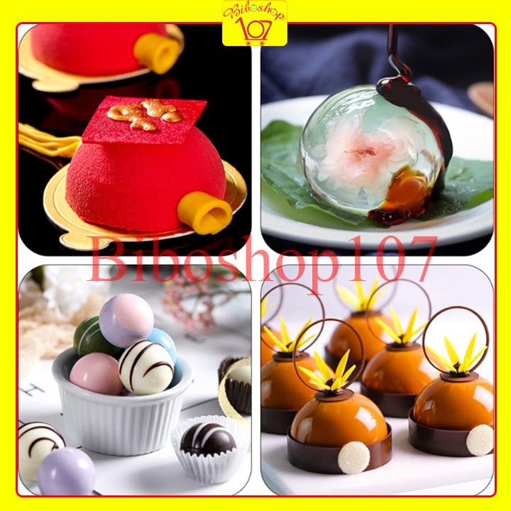 Khuôn silicon làm thạch, rau câu, socola 6 hình bán cầu