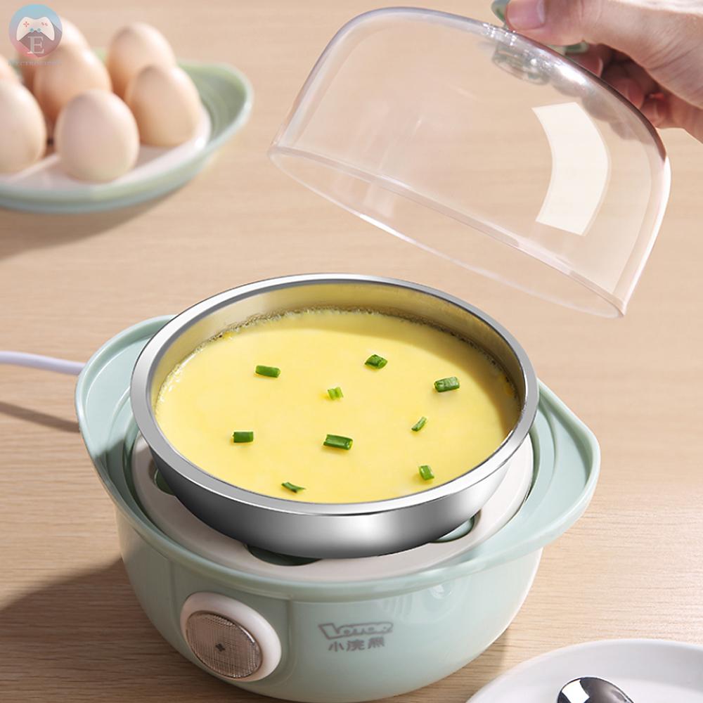 Ê LOTOR Electric Egg Steamer Double Steaming Pot Multi-Function Fast Egg Cooker Stainless Steel Steaming Plate with Anti-dry Protection Steam Machine ZDQ-01 220V