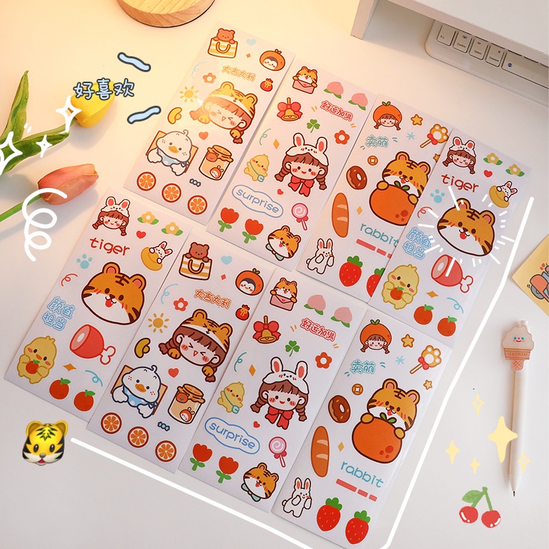 Sticker Hình Hổ Con/ Em Bé/ Thỏ/ Gấu Dán Trang Trí Cốc Giữ Nhiệt/ Điện Thoại/ Vở Viết Chống Thấm Nước Dễ Thương