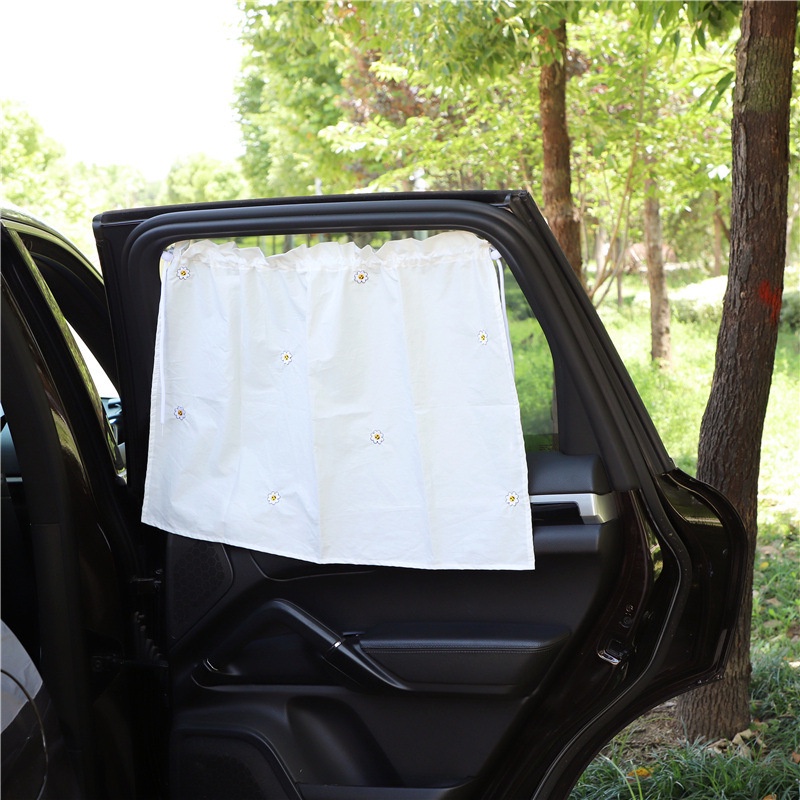 Rèm Che Nắng Cách Nhiệt Bằng Vải Cotton Thêu Họa Tiết Hoạt Hình Có Giác Hút Gắn Xe Hơi