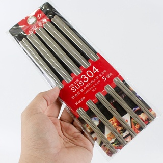 Bộ 5 đôi đũa inox 304 chắc chắn