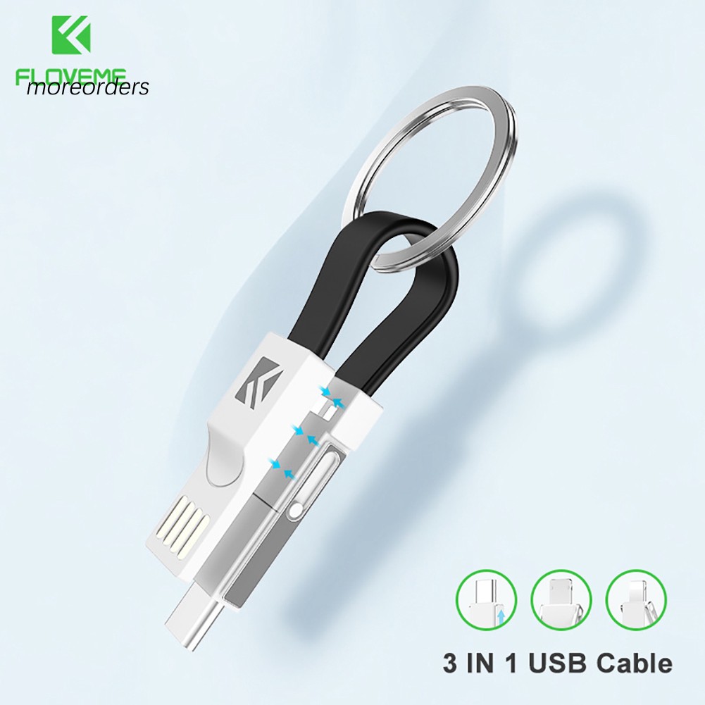 Móc khóa cáp sạc USB Type C 3 trong 1 2A dành cho Android iOS