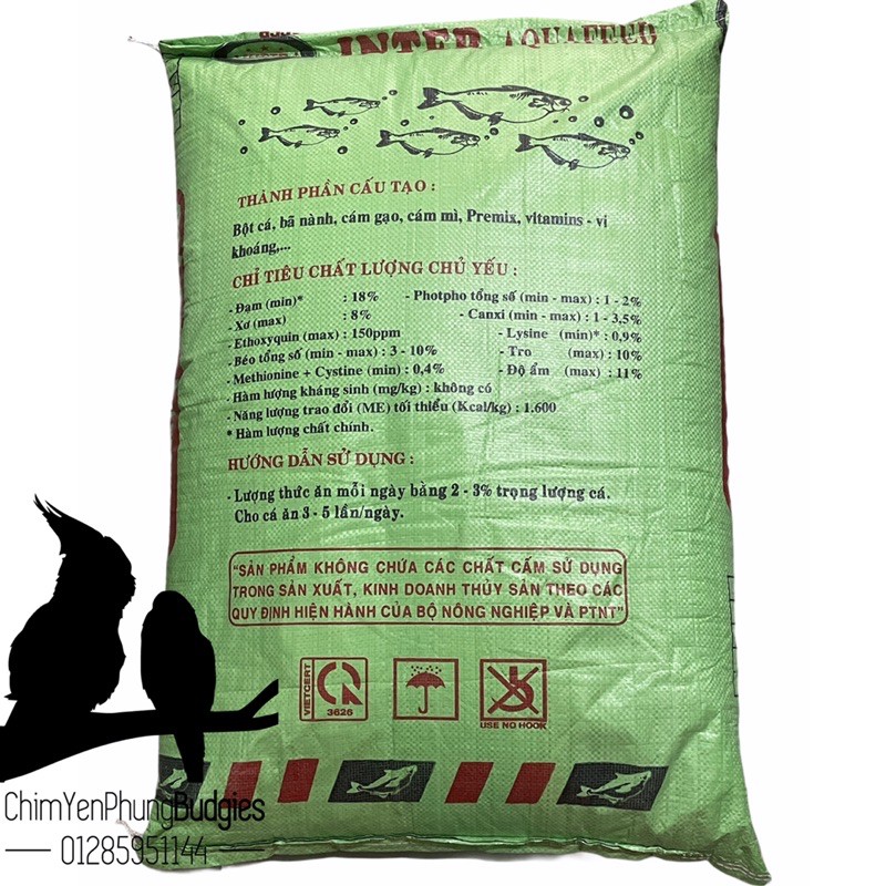 1KG | Cám cá INTER 7005 viên 10 li dùng để câu cá (cá tra,chép,trê,rô phi,mè), thức ăn cá.