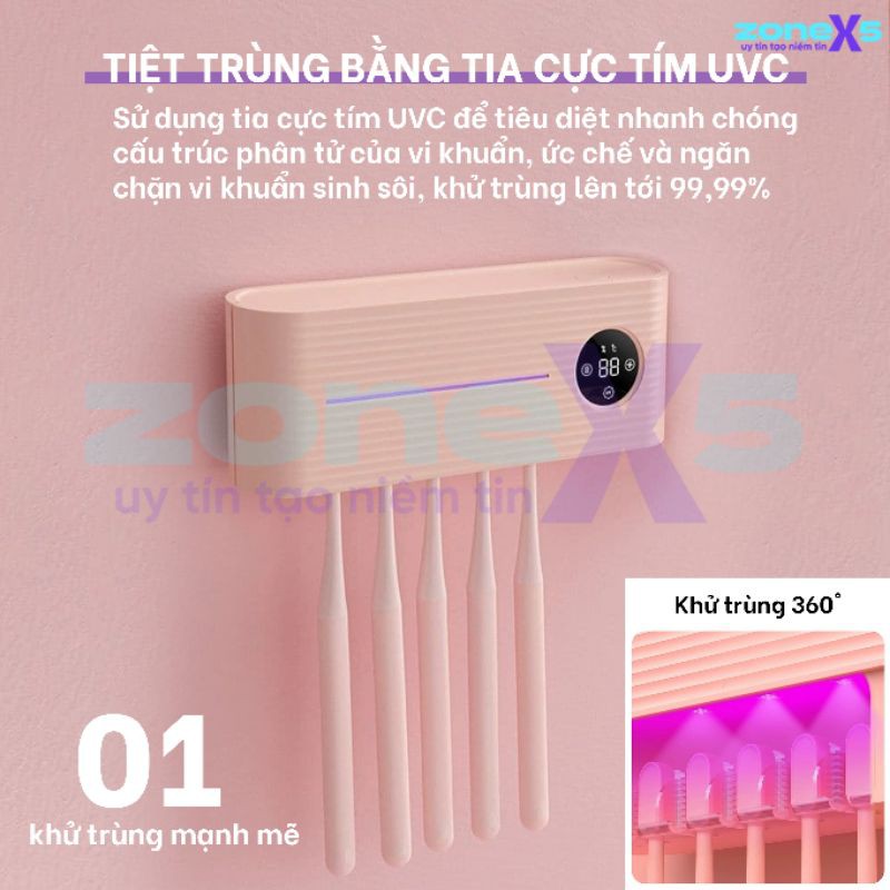 Giá treo bàn chải đánh răng khử khuẩn bằng tia UV Xiaomi MOI M01- Giá đỡ diệt khuẩn bàn chải đánh răng Xiaomi