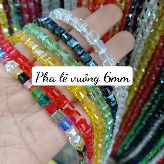 2-5 viên pha lê vuông 6mm đủ màu