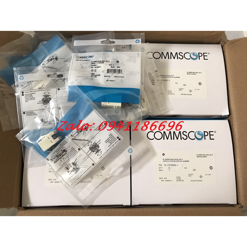 Modul Jack RJ45 nhân mạng Cat6 CommScope/AMP mã 1375055-1 (chân đồng)