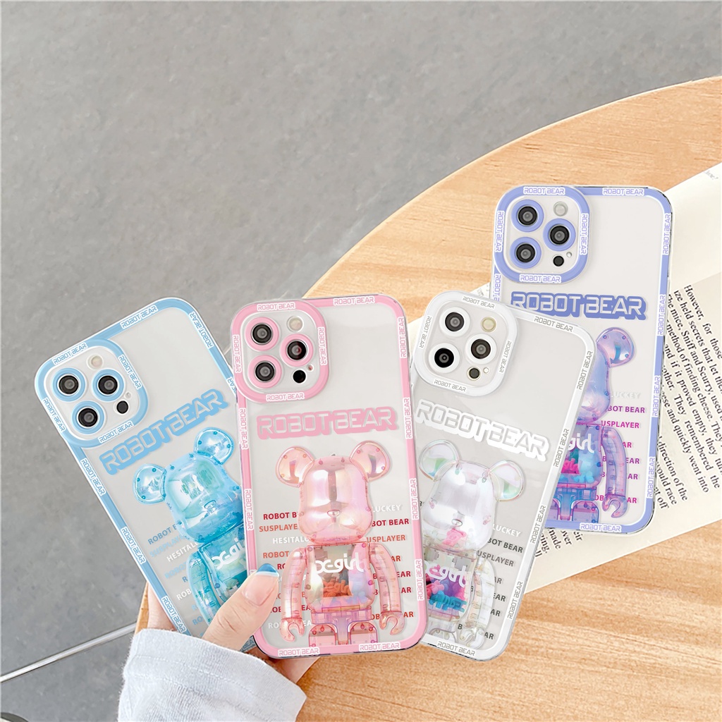 Ốp lưng iphone Robot Bear trong cạnh vuông 6/6plus/6s/6splus/7/7plus/8/8plus/x/xr/xs/11/12/13/pro/max/plus/promax | BigBuy360 - bigbuy360.vn