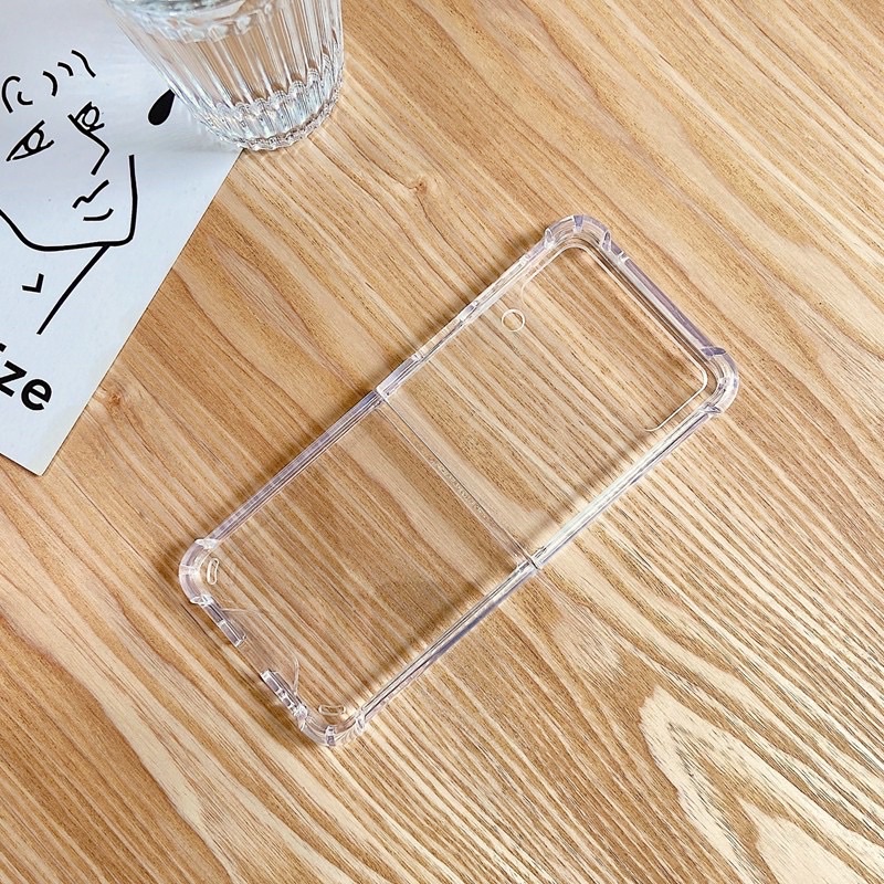 Ốp lưng trong cứng viền dẻo cho Samsung Z Flip 3 5G gờ cao 4 góc chống ố màu