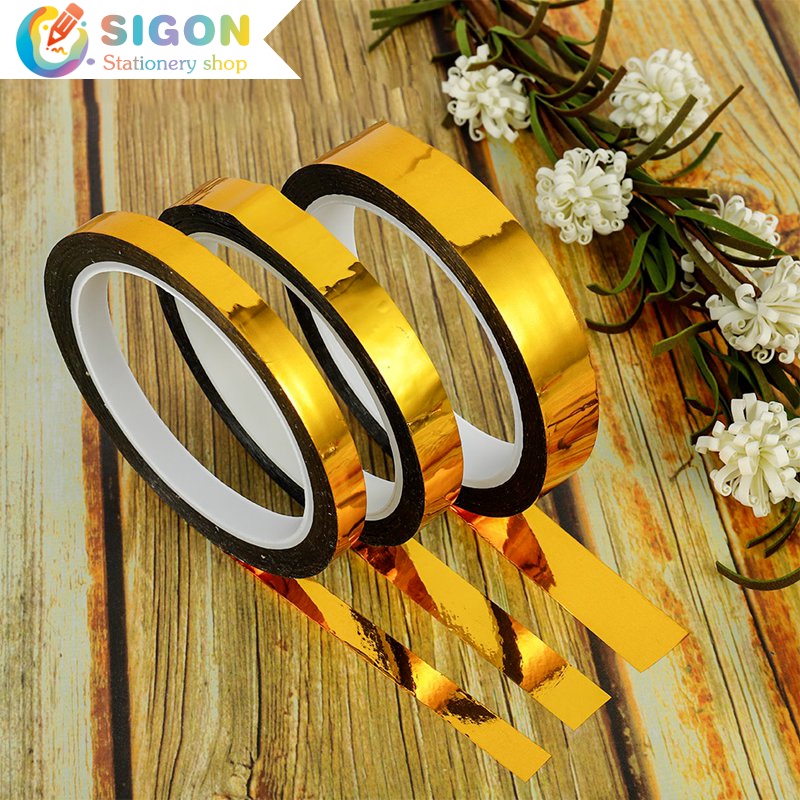 Cuộn Băng Keo Dán Trang Trí Màu Vàng Laser Lấp Lánh 50m DIY