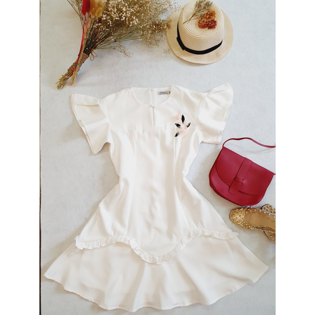 Đầm nữ Segio Dress TK344 Dáng Xòe Chữ A Màu Trắng Size S M L Dùng Đi Tiệc Công Sở Đi Chơi