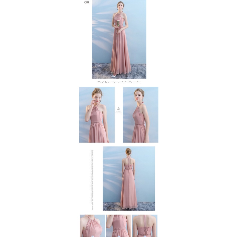 Đầm Maxi Vải Voan Màu Hồng Thời Trang Sang Trọng Cho Phù Dâu