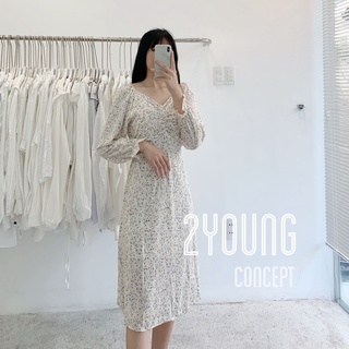 Đầm hoa to dáng dài, cổ vuông [2YOUNG] D842 (ảnh thật)