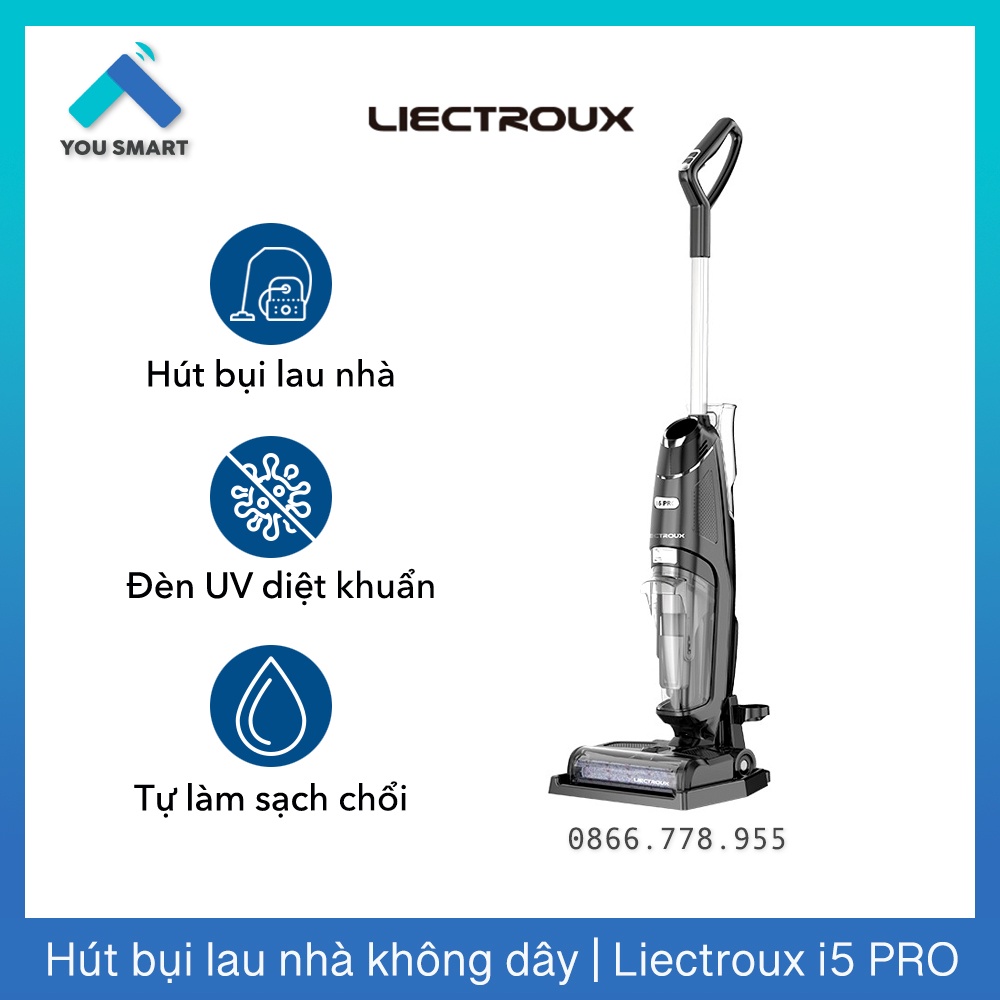 Máy hút bụi lau nhà cầm tay không dây Liectroux i5 PRO có khử khuẩn UV