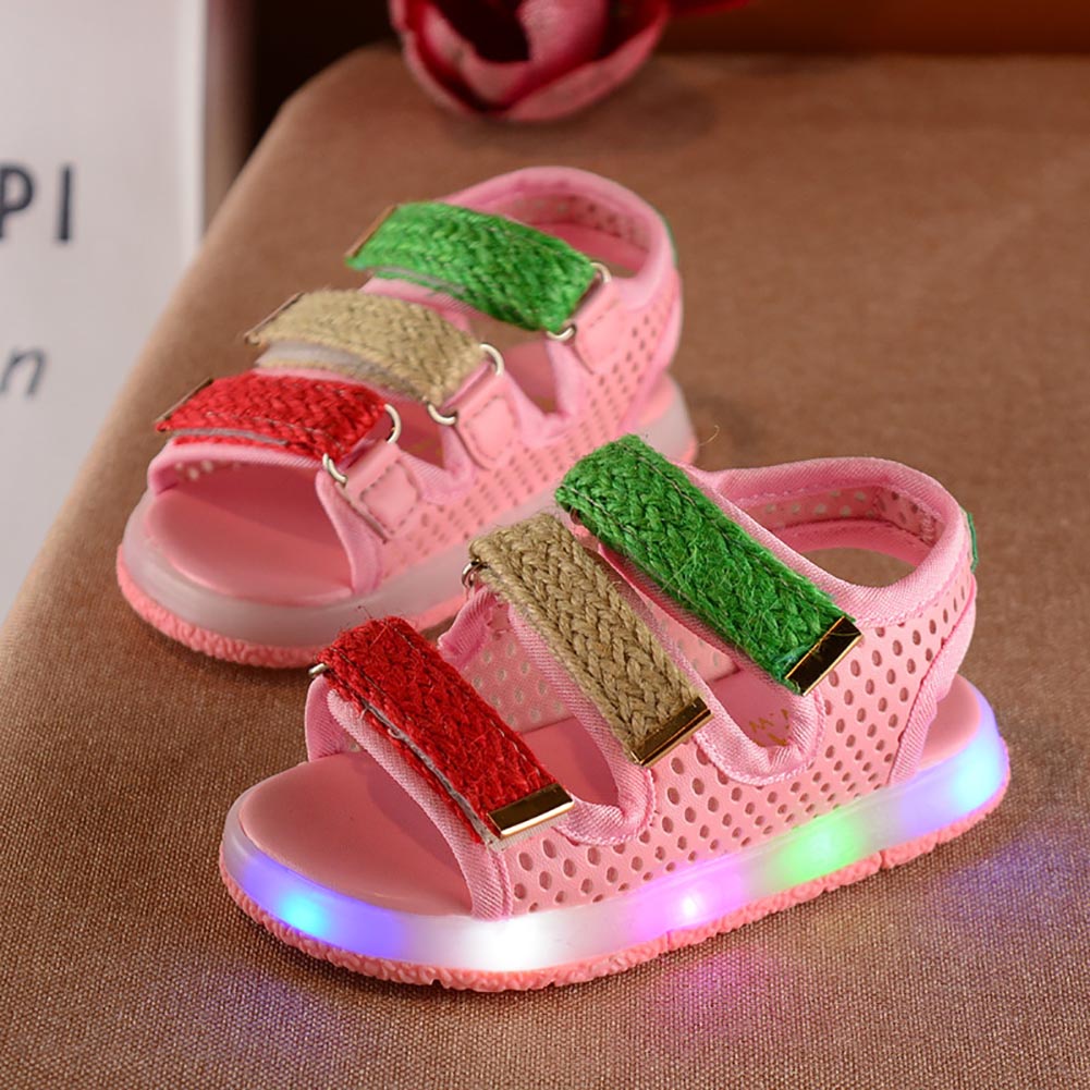 <twicebuy> Summer Beach Fashion Kid Boy Girl Luminous LED Light Up Shoes Hollow Out Sandals