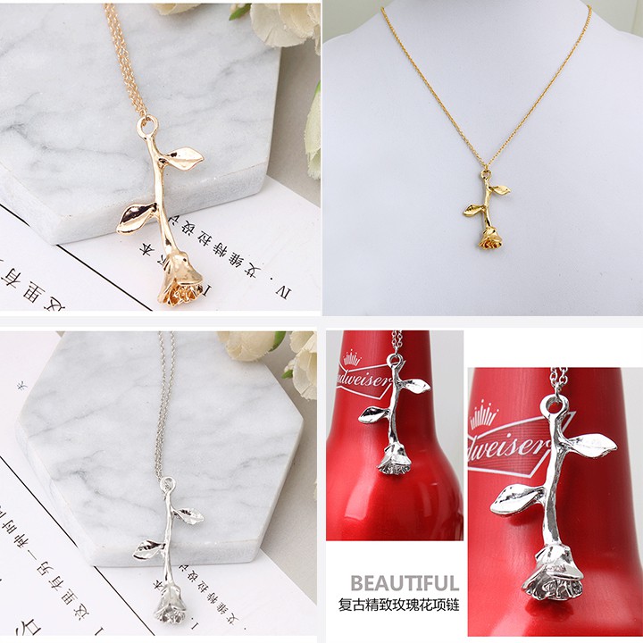 Vòng Cổ Hoa Hồng DL.Jewelry,Dây Chuyền Hoa Hồng Phong Cách Hàn Quốc