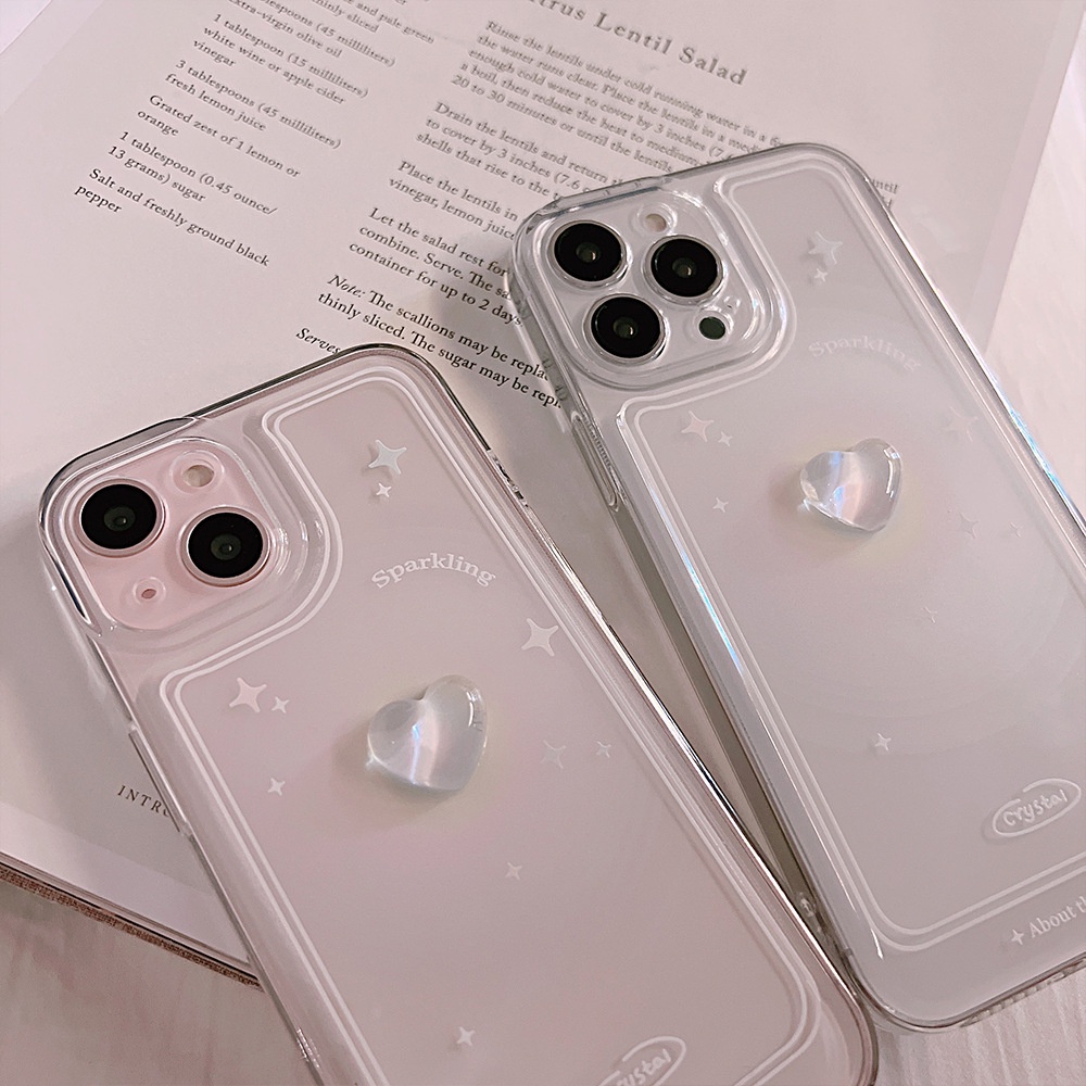 Ốp Điện Thoại Trong Suốt Họa Tiết Trái Tim Pha Lê 3d Cho iphone 7 8 plus xr xs 11 12 13 14 15 mini pro max se 2020