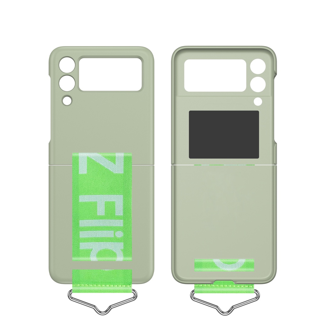 For Samsung Galaxy Z Flip 3 5G Slim Plastic PC Back Cover Strap Wrist Strap Case