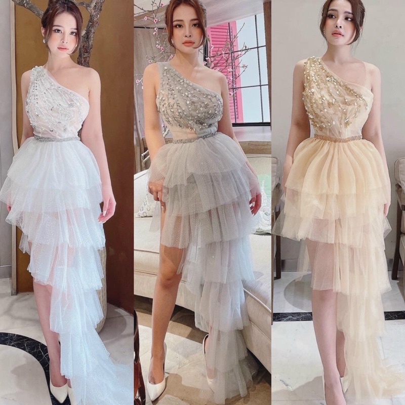 Đầm body dạ hội lệch vai kết kim sa p ha lê quý phái (Đẹp mê ly💯)