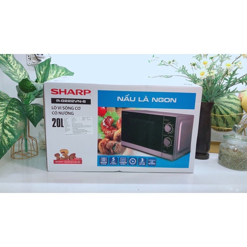 [Chính hãng] Lò vi sóng Sharp có nướng 20lít R-G222VN-S, lỗi 1 đổi 1, bảo hành 12 tháng toàn quốc