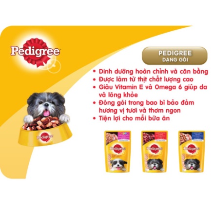 Pedigree Thức ăn cho chó lớn dạng sốt vị gà 130g, pate cho chó