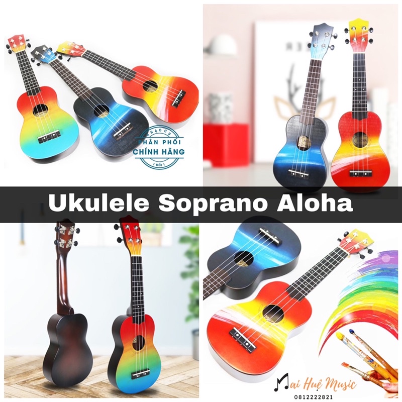 Đàn ukulele Aloha sắc màu soprano 21icnh