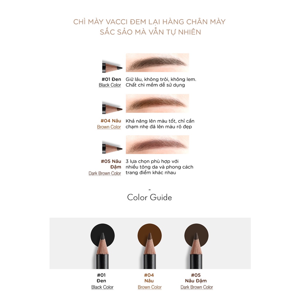CHÌ MÀY CAO CẤP KHÔNG LEM VACCI - EYEBROW PENCIL