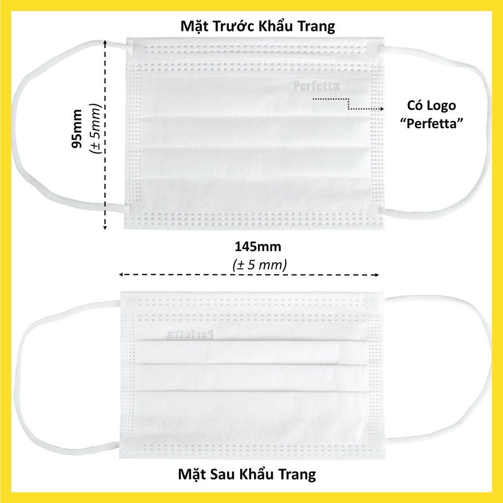 Combo 3 hộp khẩu trang 3 lớp Perfetta Trẻ Em Trắng/Xanh (35 Cái/Hộp)