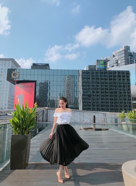 Chân váy midi dập ly ánh nhũ | BigBuy360 - bigbuy360.vn