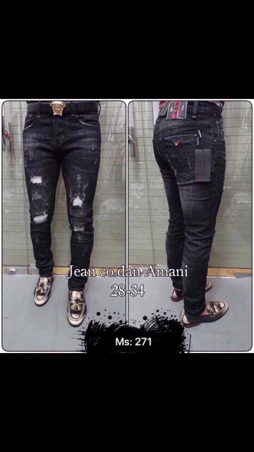 Quần jeans dài nam thời trang rách gối