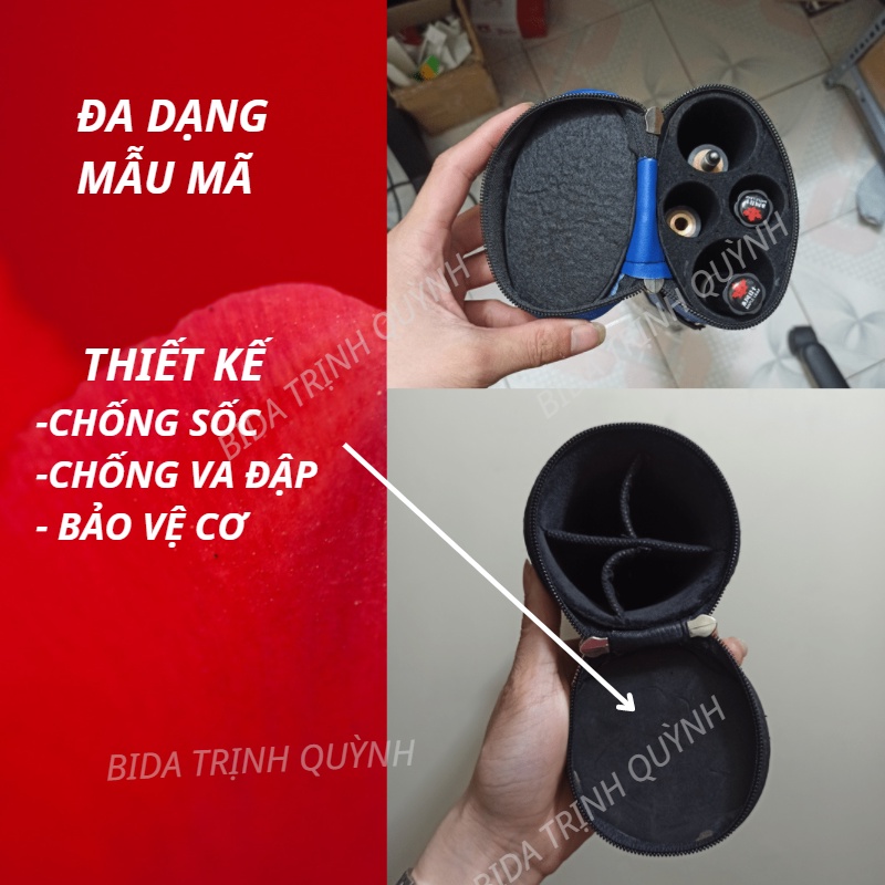 Bao Da Chống Sốc Bảo Vệ Cơ Bida B TRINH QUYNH BILLIARDS 2x2 Bọc Da PU 2 gốc 2 ngọn 82cm Cao Cấp