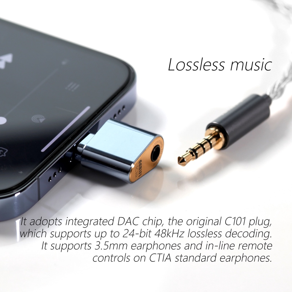Đầu Nối Chuyển Đổi Tai Nghe 3.5mm Ddhifix TC35i 2022 Light Sang 24-bit 48kHz