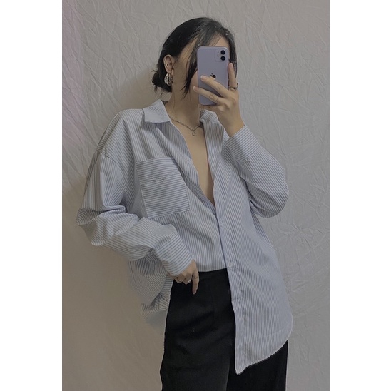 [Mã FAMARAL1 giảm 10K đơn 50K] Áo sơmi kẻ sọc oversize
