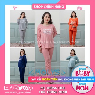 bộ bầu dài kết hợp cho con bú sau sinh MBTT6011 chất cotton mềm mịn co giãn