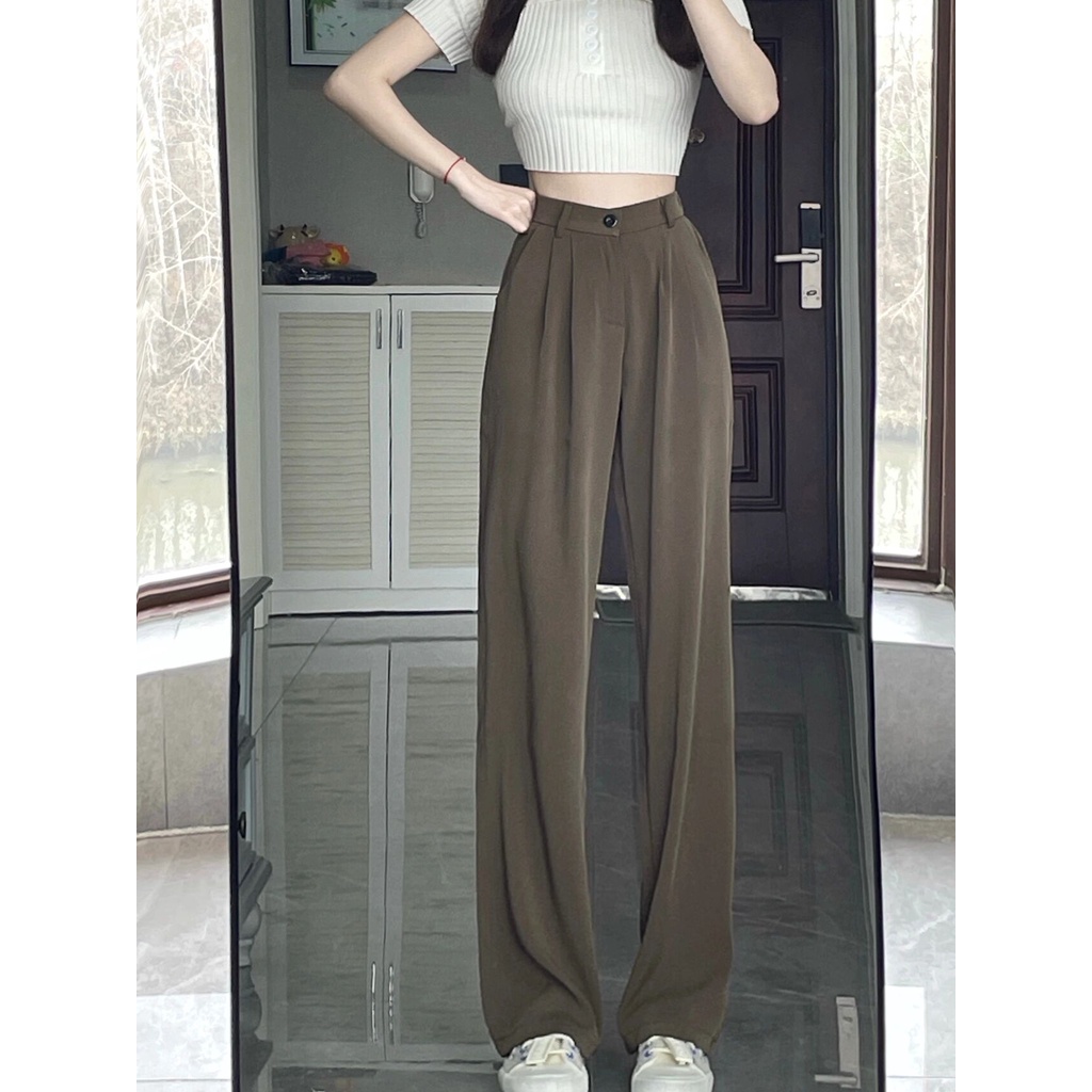 Quần Dài Nữ Ống Rộng Lưng Cao Thời Trang Hàn Quốc