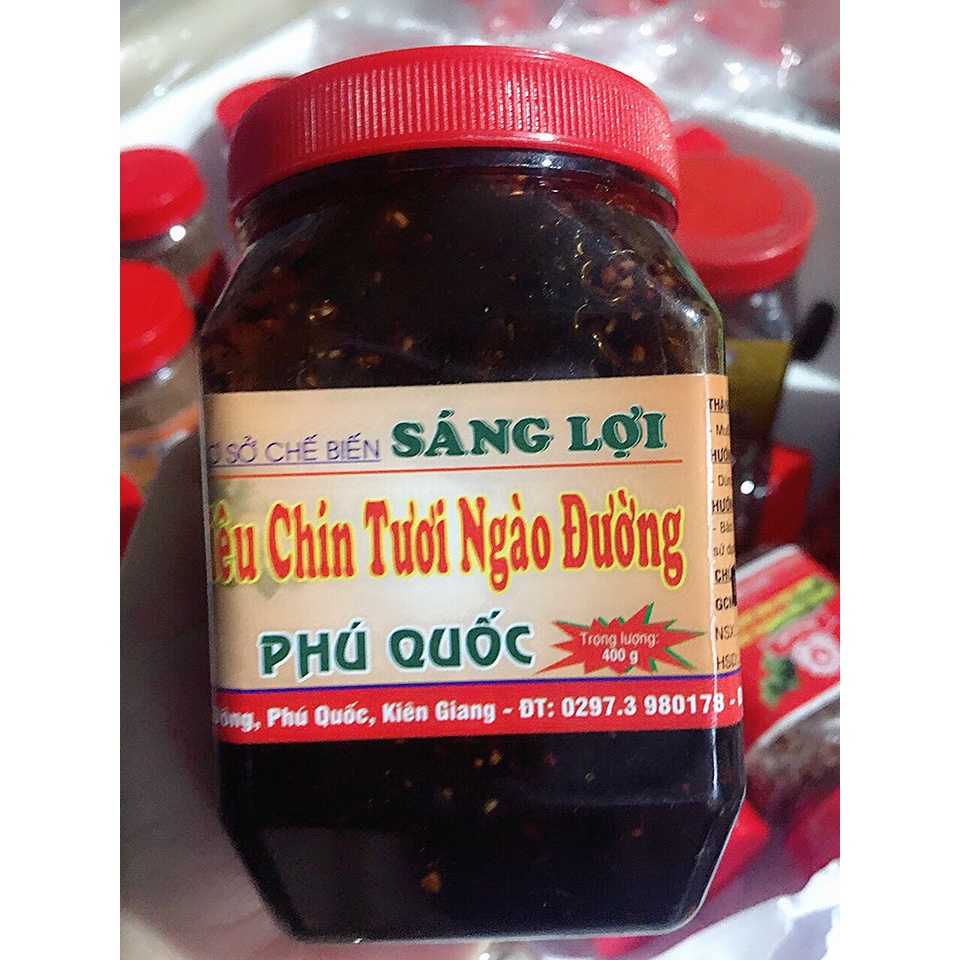 Hủ 400gr Tiêu chín ngào đường Đặc sản Sáng Lợi Phú Quốc hộp đỏ