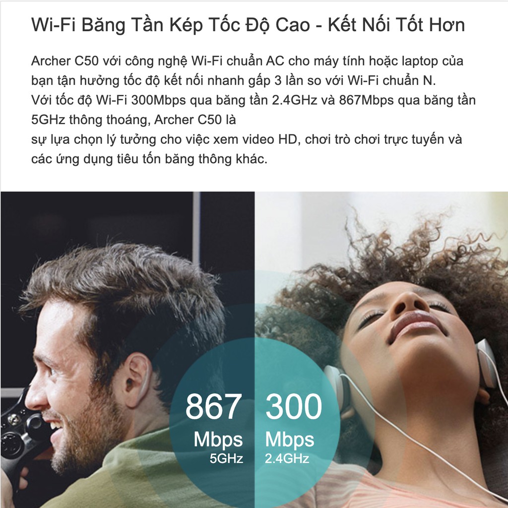 Bộ Phát Wifi Băng Tần Kép AC1200 TP-Link Archer C60 và Archer C50 - Hàng Chính Hãng | BigBuy360 - bigbuy360.vn