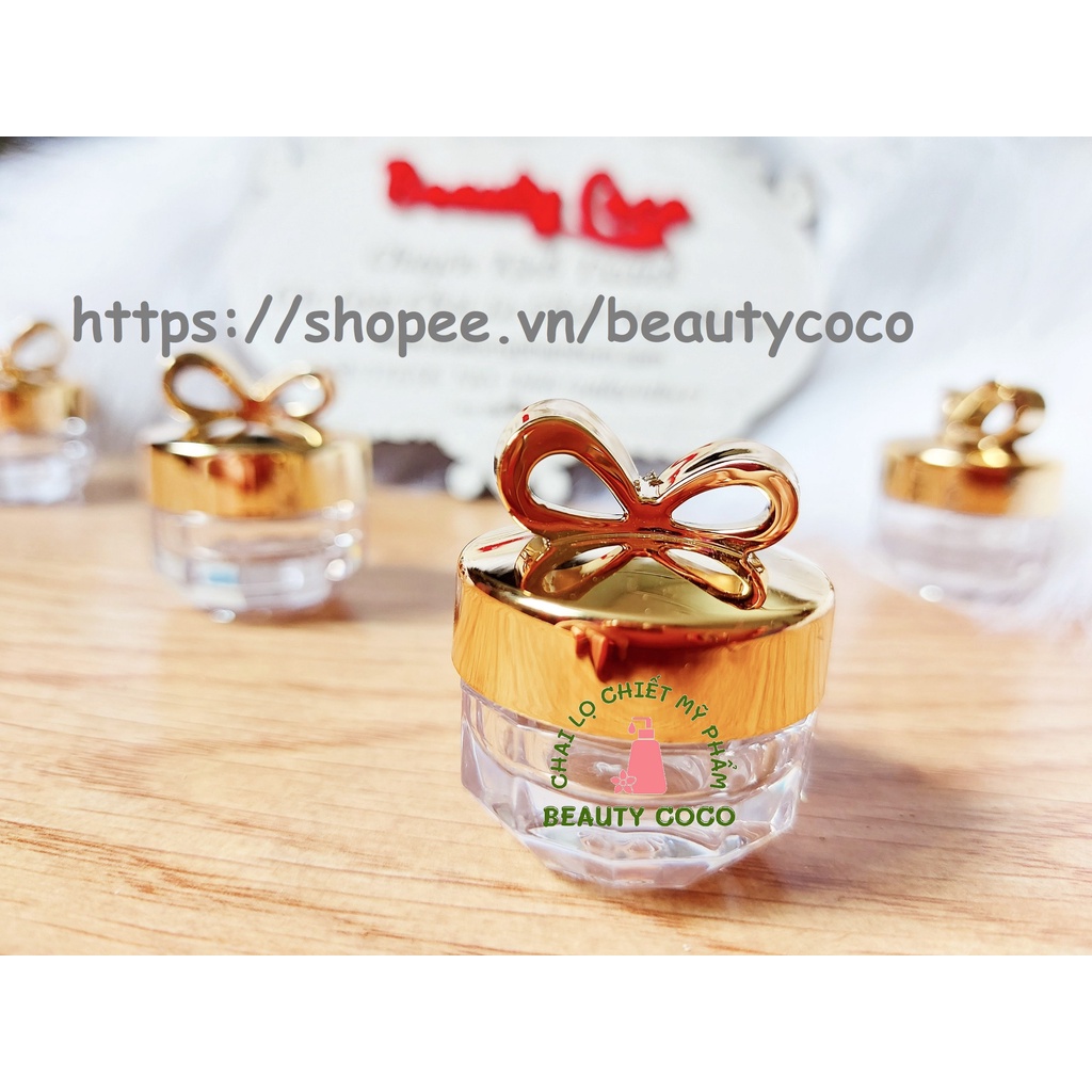 Combo 50 Lọ nhựa chiết mỹ phẩm 5g  nơ vàng hũ đựng mỹ phẩm du lịch kem son dưỡng