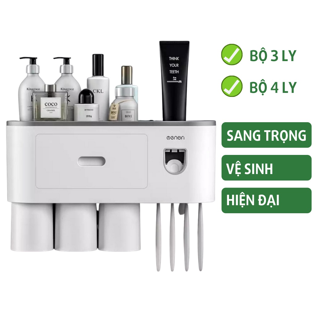 Bộ nhả kem đánh răng tự động OENON kèm cốc kệ phòng tắm thông minh