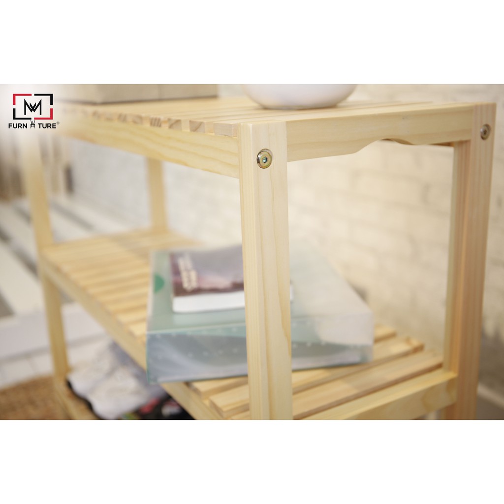 Kệ giày dép đa năng lắp ráp 3 tầng màu gỗ size 80x36x62 cm thương hiệu MW FURNITURE