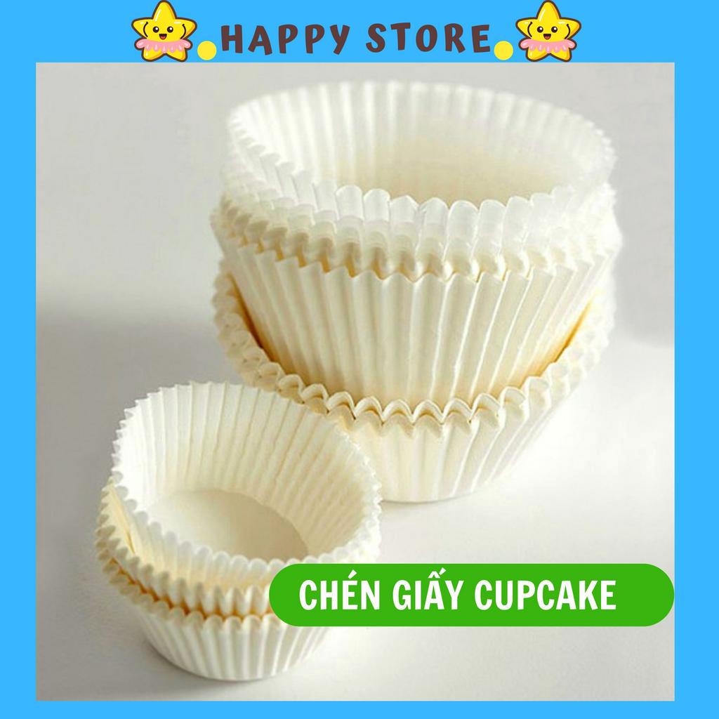 (Set 500 tờ) Chén giấy nến Cupcake trắng lót nướng bánh