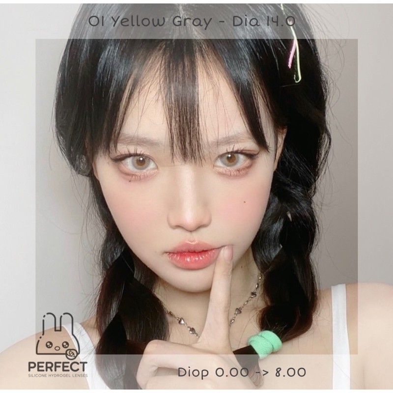 Link 2 (Giá 1 Chiếc) 14.0 (0.00->8.00) Lens O1 Yellow Gray - Kính Áp Tròng