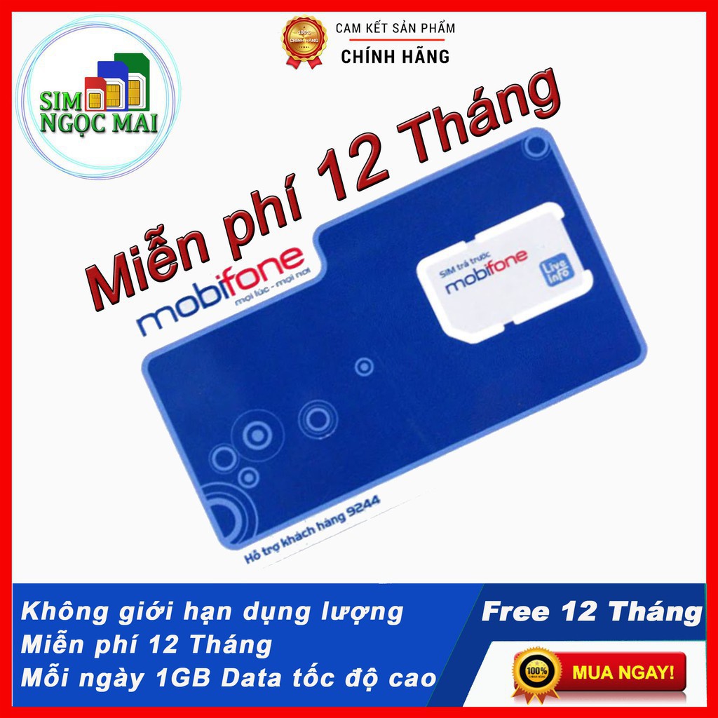 GIẢM KỊCH SÀN Sim 4G Mobifone F120WF Trọn Gói 1 Năm - Không Giới Hạn Data - 1gb/ngày - 360gb/năm - xài thaga %