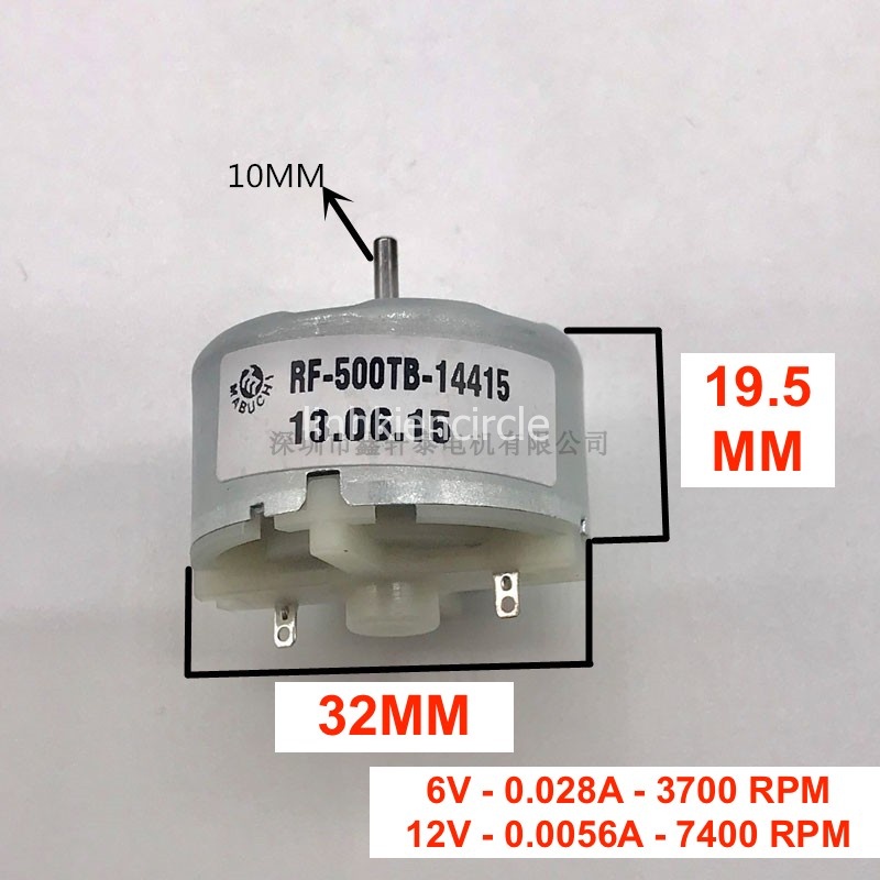 Động cơ motor mô tơ mini VRF-528CG DC 6V-12V chạy êm tốc độ 2500 - 5100 vòng trên phút - LK0100