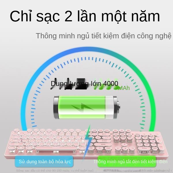 Bộ chuột và bàn phím cơ không dây Foregoer ba mảnh có thể sạc lại tai nghe laptop màu hồng | BigBuy360 - bigbuy360.vn