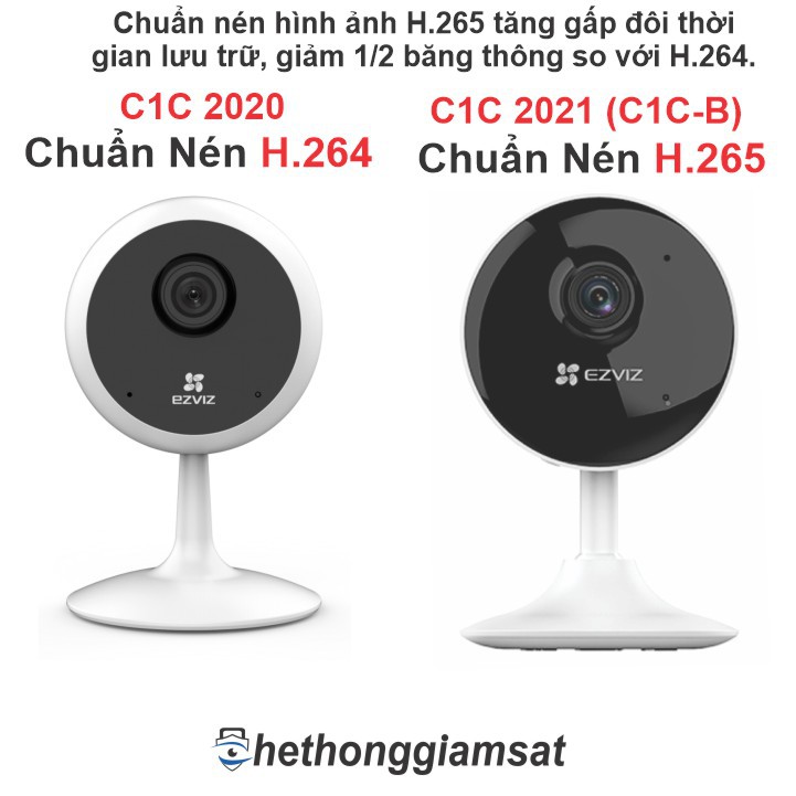 [Giá Sốc] Camera WIFI EZVIZ C1C-B H.265 1080P 2MPx (Nâng cấp của C1C), Nhỏ Ngọn, Sắt Nét, Hàng Chính Hãng, Bảo Hành 24Th