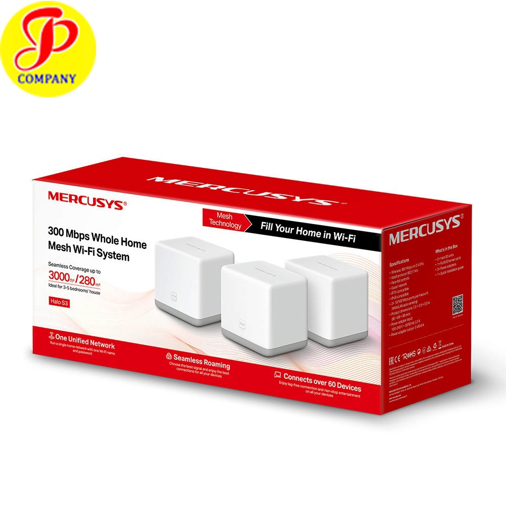 Bộ Phát Wifi MERCUSYS Halo S3(3-Packs) Mesh Wifi - Chính hãng