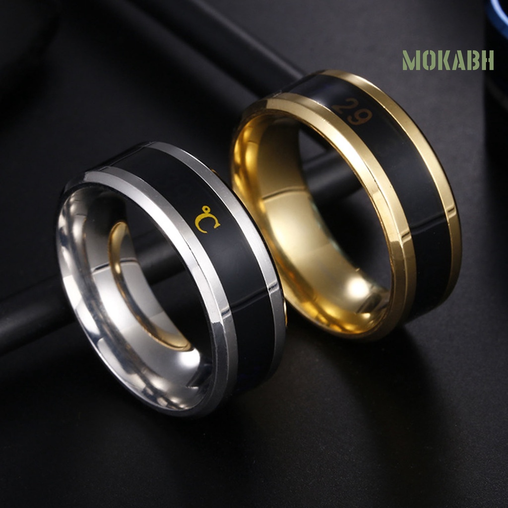 Nhẫn Thép Không Gỉ Hiển Thị Nhiệt Độ Thời Trang Unisex